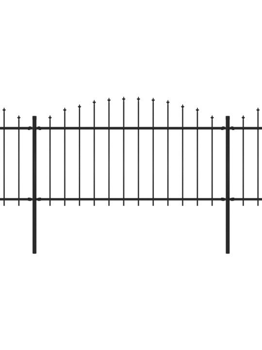 Dārza žogs ar pīķiem augšpusē, tērauds, (1,25-1,5)x6,8 m, melns