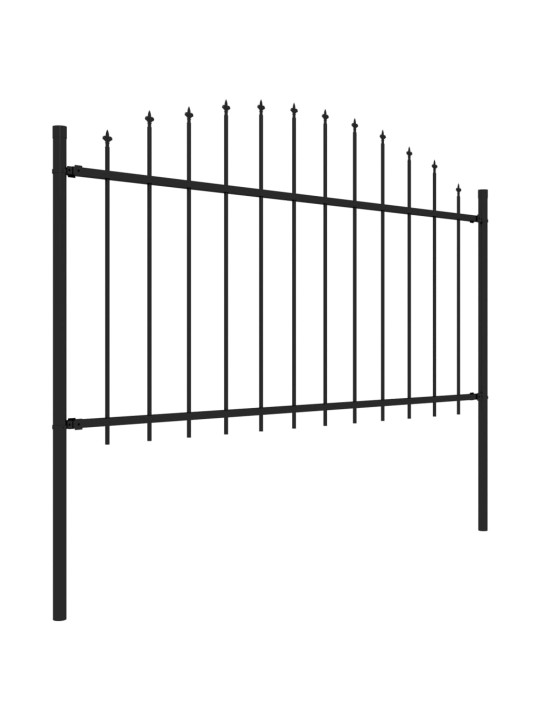 Dārza žogs ar pīķiem augšpusē, tērauds, (1,25-1,5)x6,8 m, melns