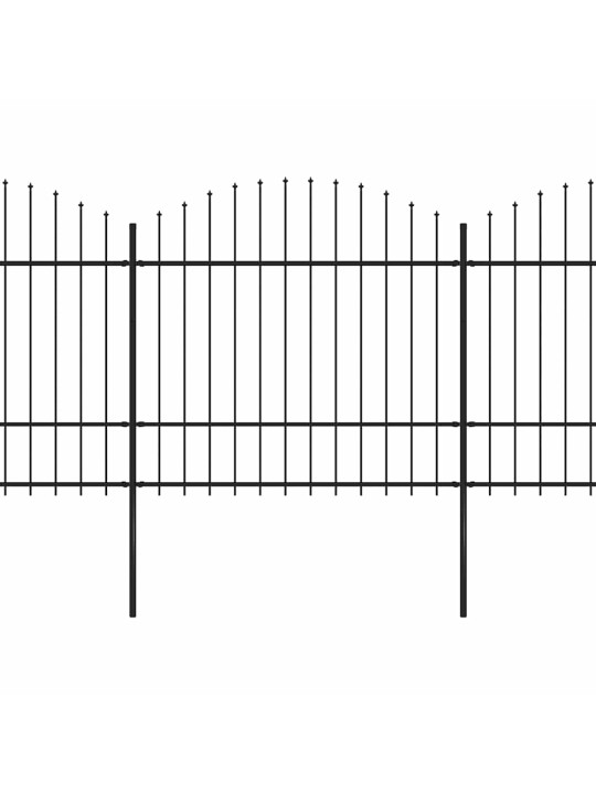 Dārza žogs ar šķēpu galiem, tērauds, 537x175 cm, melns