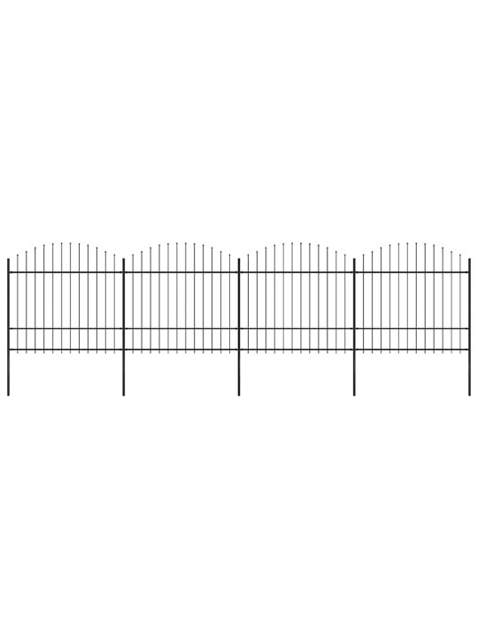 Dārza žogs ar šķēpu galiem, tērauds, 714,5x175 cm, melns