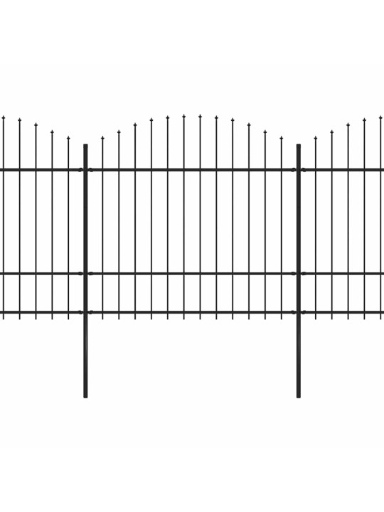 Dārza žogs ar šķēpu galiem, tērauds, 714,5x175 cm, melns