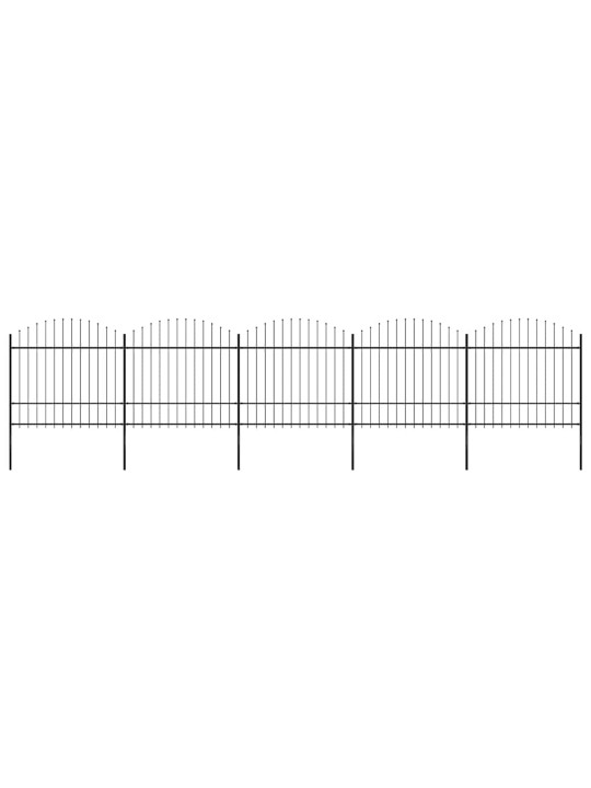 Dārza žogs ar šķēpu galiem, tērauds, 892,5x175 cm, melns