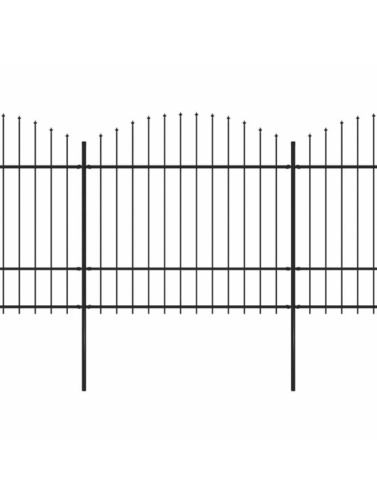 Dārza žogs ar šķēpu galiem, tērauds, 892,5x175 cm, melns