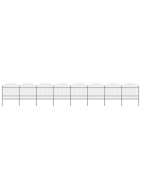 Dārza žogs ar pīķiem augšpusē, tērauds, (1,5-1,75)x13,6m, melns