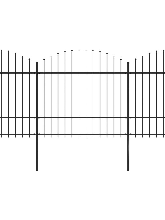 Dārza žogs ar pīķiem augšpusē, tērauds, (1,5-1,75)x13,6m, melns