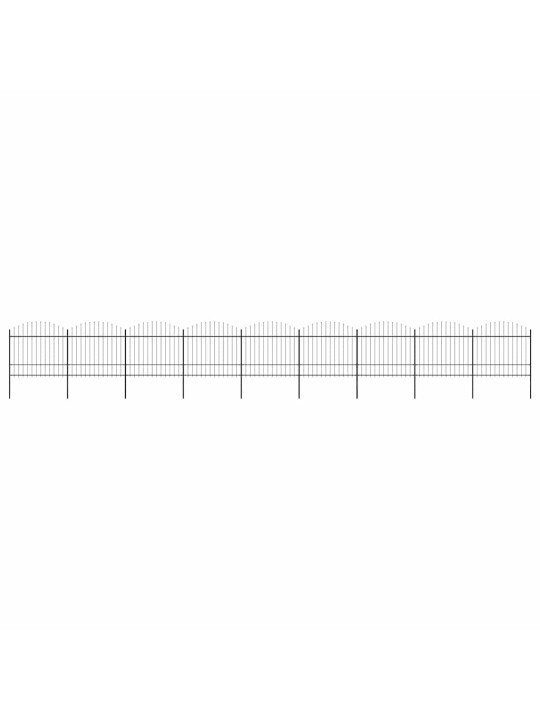Dārza žogs ar pīķiem augšpusē, tērauds, (1,5-1,75)x15,3m, melns