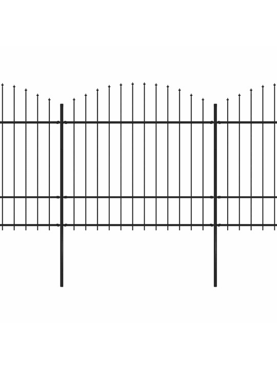Dārza žogs ar pīķiem augšpusē, tērauds, (1,5-1,75)x15,3m, melns