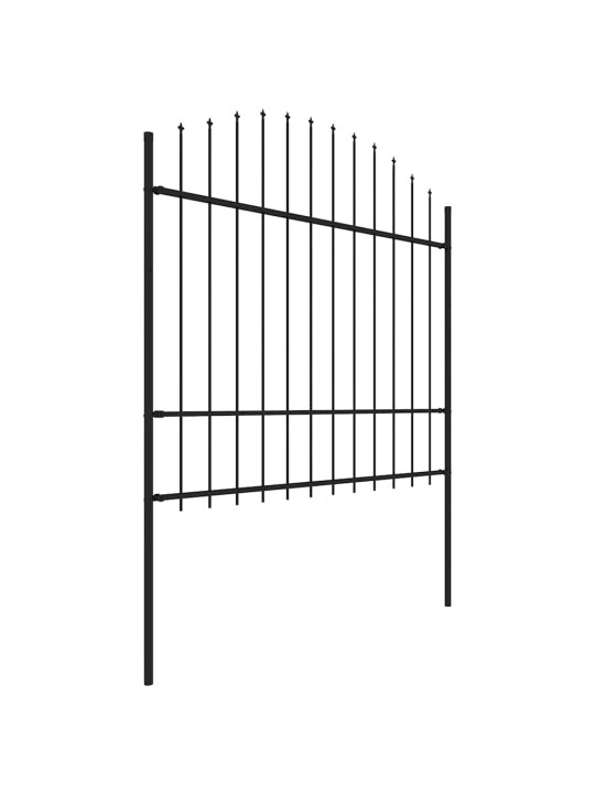 Dārza žogs ar pīķiem augšpusē, tērauds, (1,5-1,75)x15,3m, melns