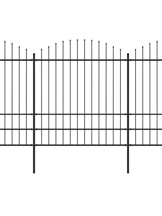 Dārza žogs ar šķēpu galiem, tērauds, 359x200 cm, melns