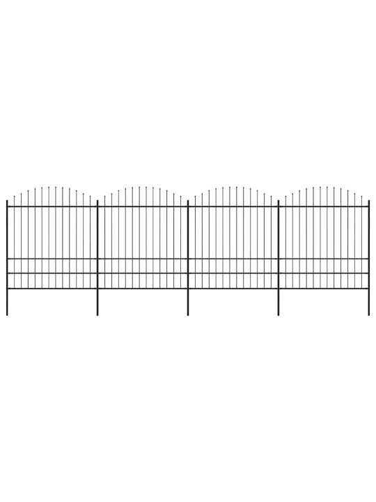 Dārza žogs ar šķēpu galiem, tērauds, 714,5x200 cm, melns