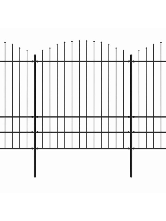 Dārza žogs ar šķēpu galiem, tērauds, 714,5x200 cm, melns