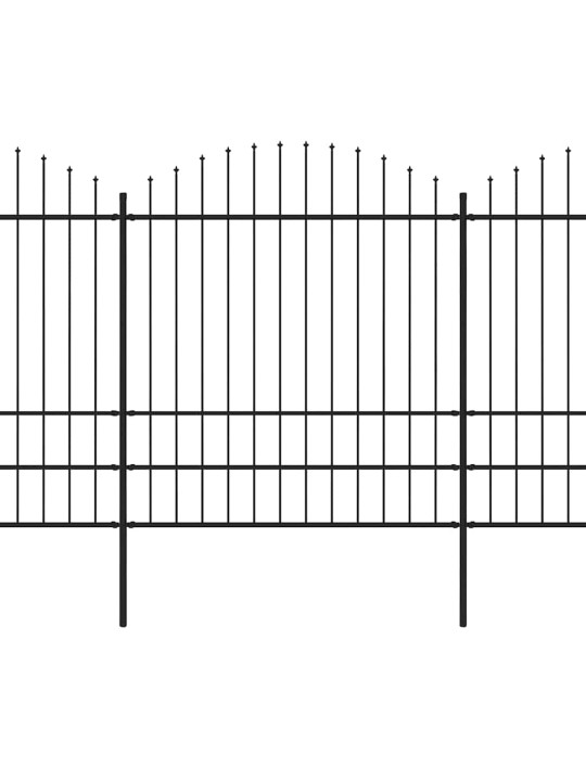 Dārza žogs ar šķēpu galiem, tērauds, 1248x200 cm, melns