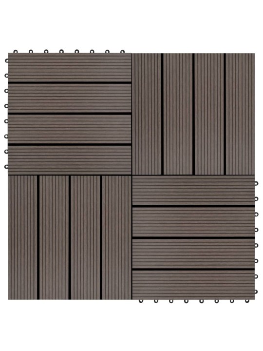 Terases flīzes, 22 gab., wpc, 30x30 cm, 2 m2, tumši brūnas