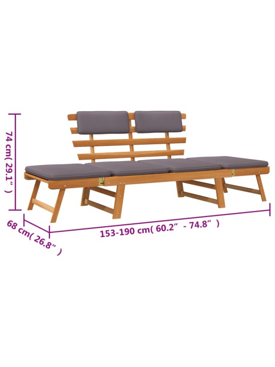 Dārza sols ar spilveniem, 190 cm, akācijas masīvkoks