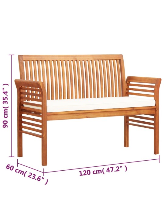 Divvietīgs dārza sols ar matraci, 120 cm, akācijas masīvkoks