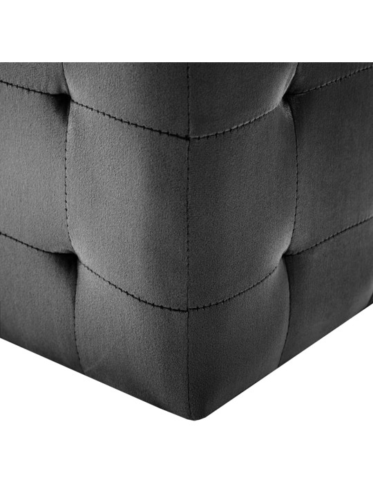Pufi, 2 gab., melni, 30x30x30 cm, samts