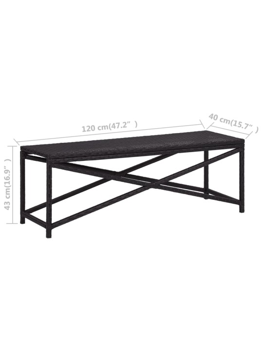 Dārza sols, 120 cm, melna pe rotangpalma