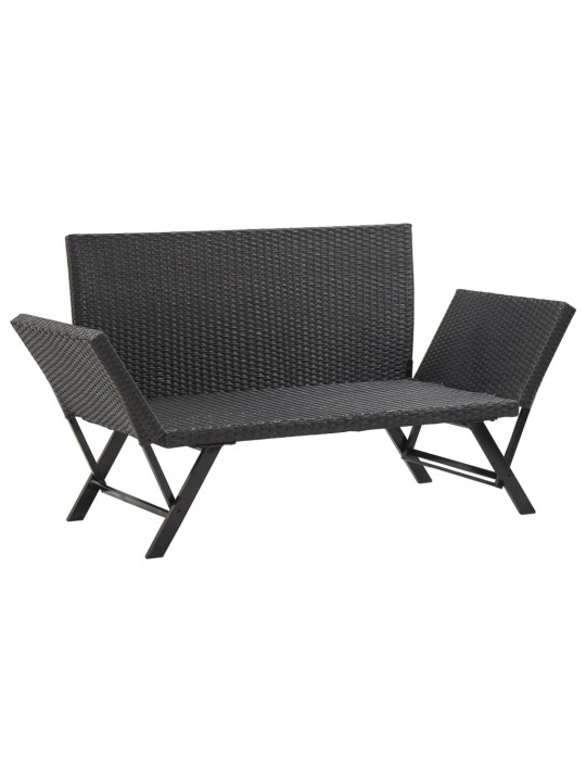 Dārza sols ar matračiem, 176 cm, melns, pe rotangpalma