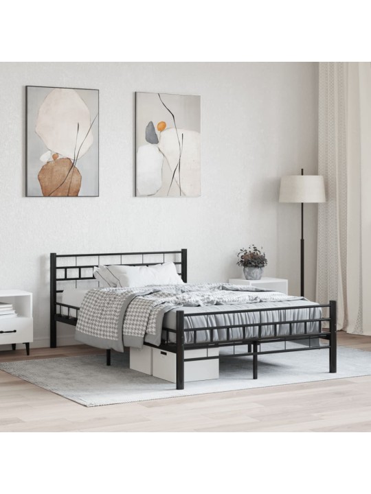 Gultas rāmis, melns, 120x200 cm, tērauds