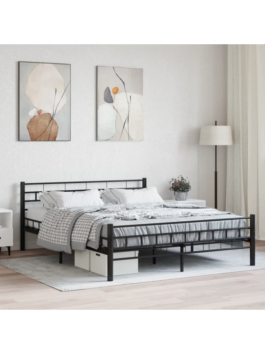 Gultas rāmis, melns, 160x200 cm, tērauds