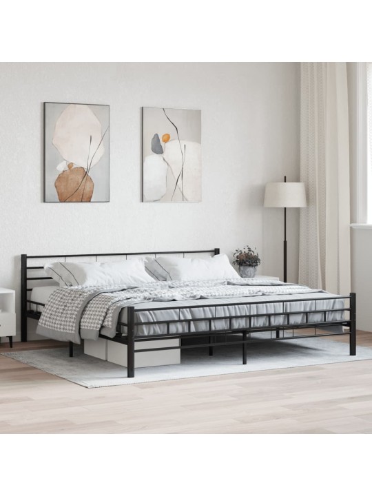 Gultas rāmis, melns tērauds, 200x200 cm