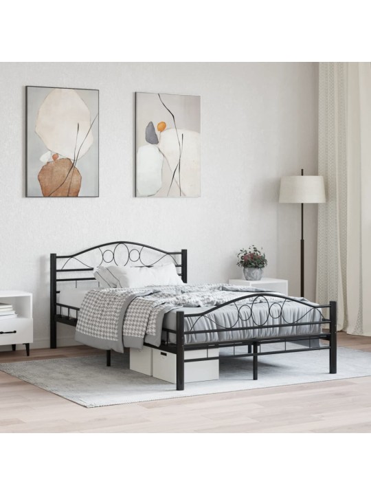 Gultas rāmis, melns, tērauds, 120x200 cm