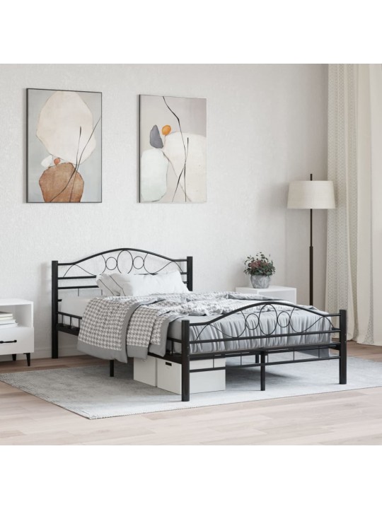 Gultas rāmis, melns, 140x200 cm, tērauds
