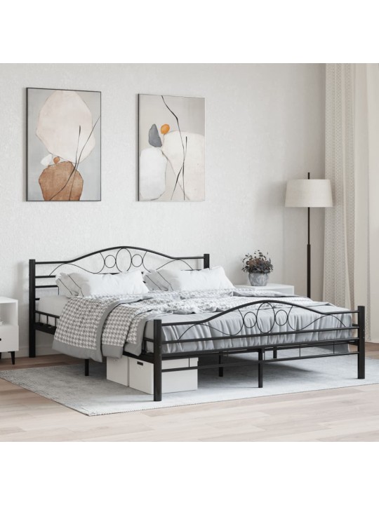 Gultas rāmis, melns, 160x200 cm, tērauds