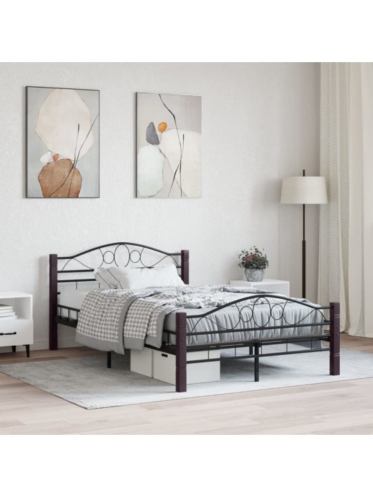 Gultas rāmis, melns metāls, 140x200 cm
