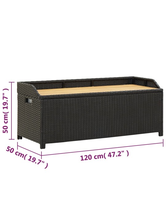 Dārza sols ar kasti, 120 cm, pe rotangpalma, melns