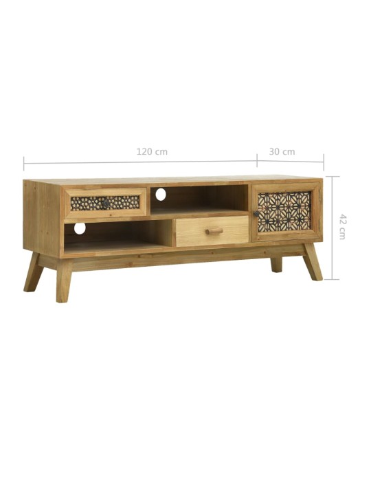 Tv skapītis, brūns, 120x30x42 cm, grebts raksts, koks