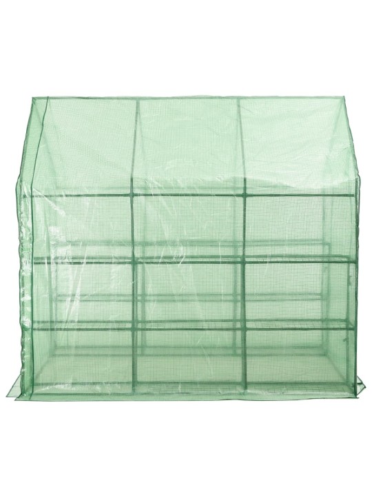 Siltumnīca ar 12 plauktiem, tērauds, 143x214x196 cm