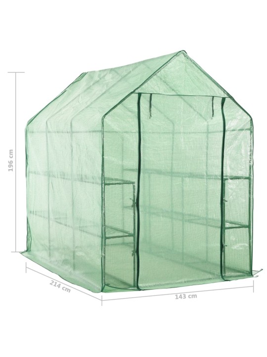Siltumnīca ar 12 plauktiem, tērauds, 143x214x196 cm