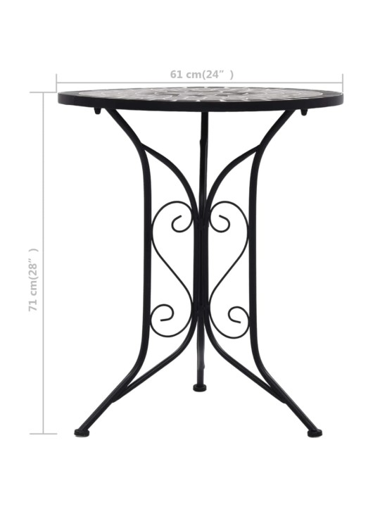 Mozaīkas bistro galds, 60 cm, pelēka keramika