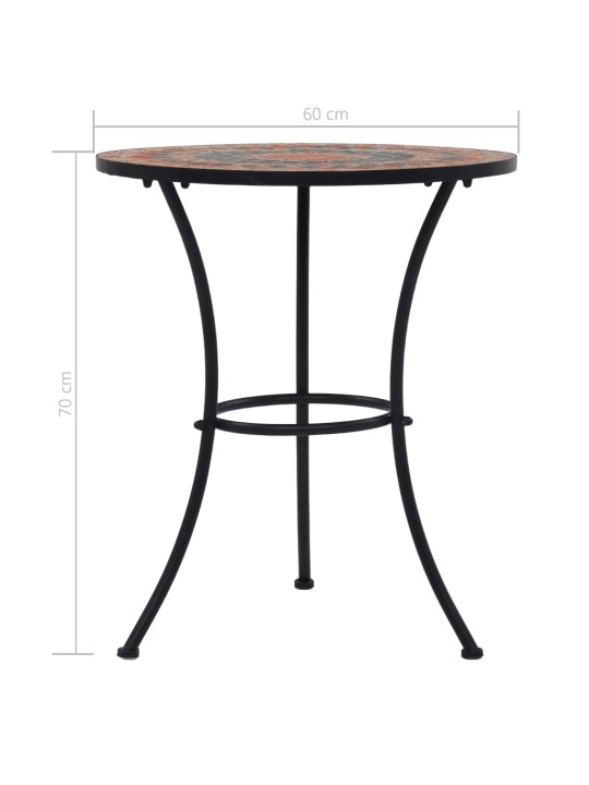 Mozaīkas bistro galds, 60 cm, oranža un pelēka keramika