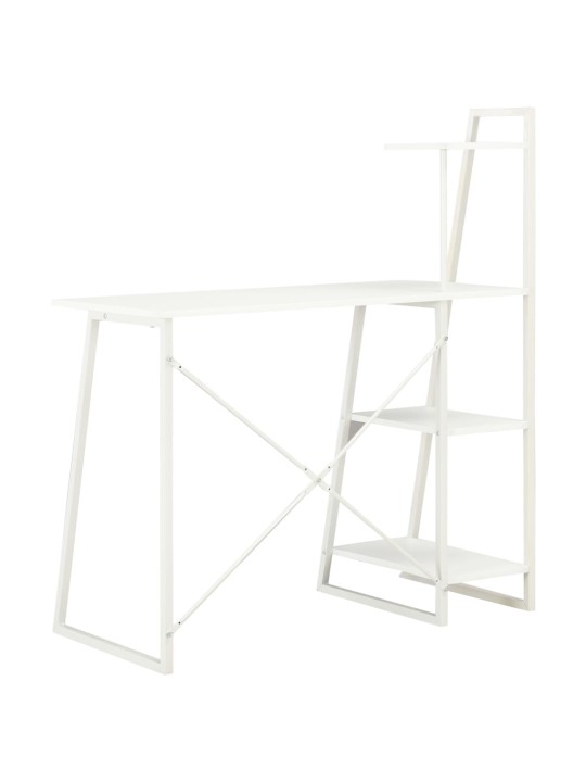 Rakstāmgalds ar plauktiem, balts, 102x50x117 cm