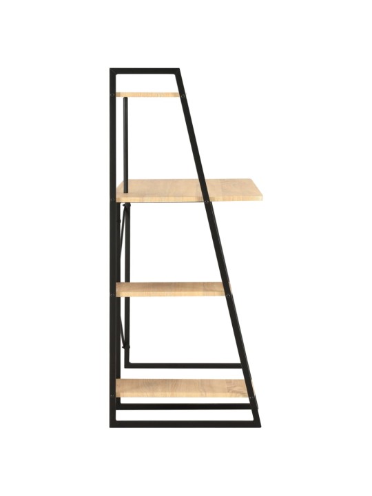 Rakstāmgalds ar plauktiem, melns un ozolkoka, 102x50x117 cm