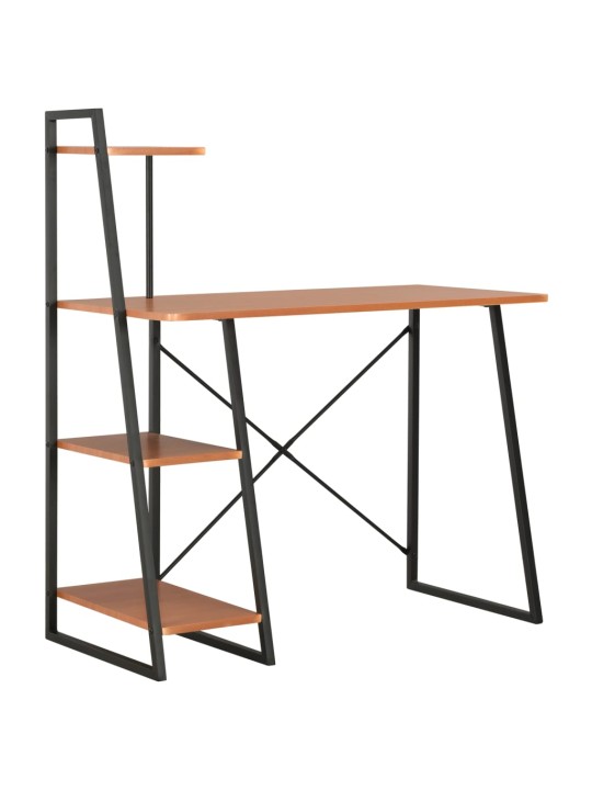 Rakstāmgalds ar plauktiem, melns un brūns, 102x50x117 cm