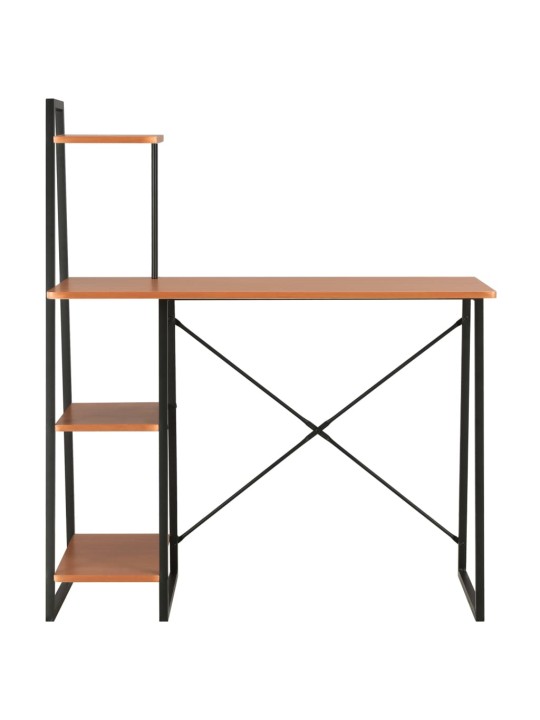 Rakstāmgalds ar plauktiem, melns un brūns, 102x50x117 cm