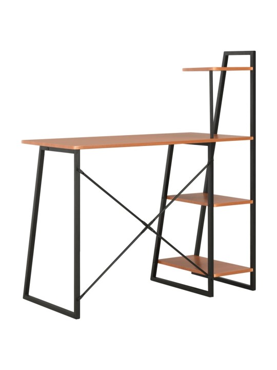 Rakstāmgalds ar plauktiem, melns un brūns, 102x50x117 cm
