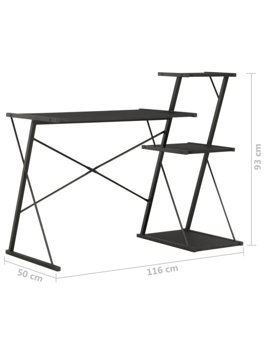 Rakstāmgalds ar plauktu, 116x50x93 cm, melns