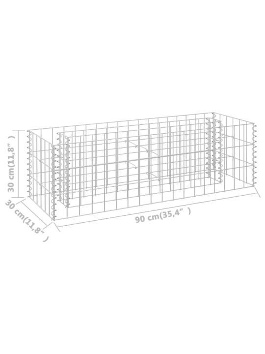 Gabions, augstā puķu kaste, cinkots tērauds, 90x30x30 cm