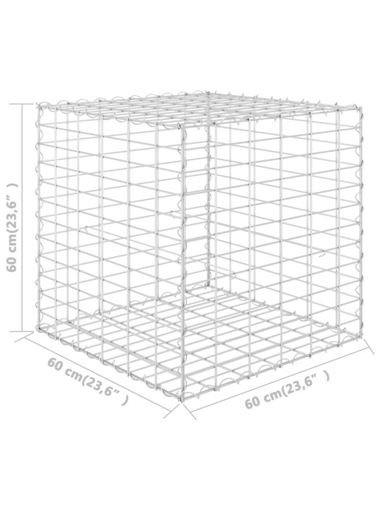 Gabions, augstā puķu kaste, tērauda stieple, 60x60x60 cm