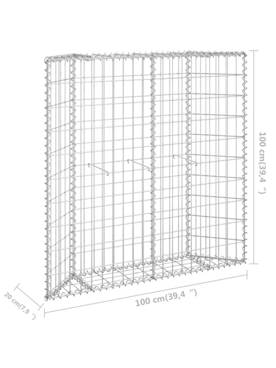 Gabions, augstā puķu kaste, cinkots tērauds, 100x20x100 cm