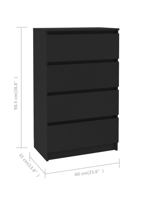 Kumode, melna, 60x35x98,5 cm, inženierijas koks