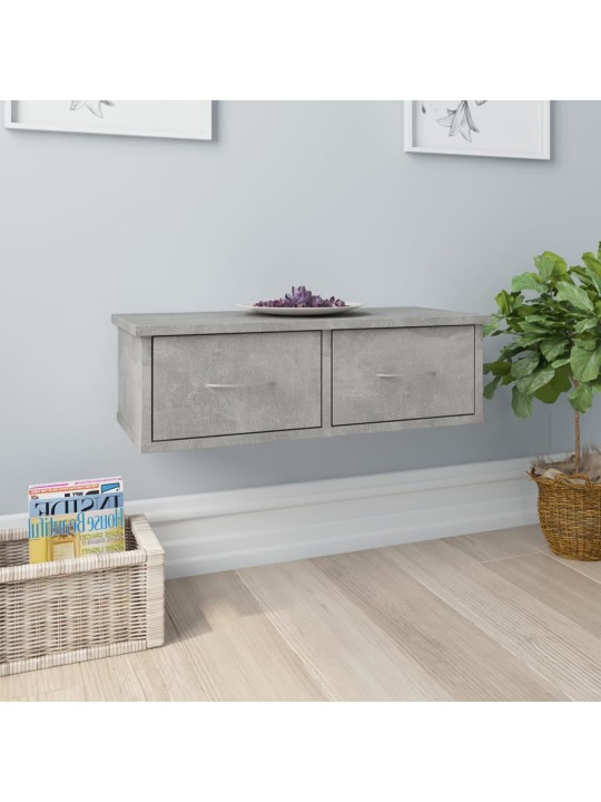 Sienas atvilktņu plaukts pelēks 60x26x18,5 cm inženierijas koks