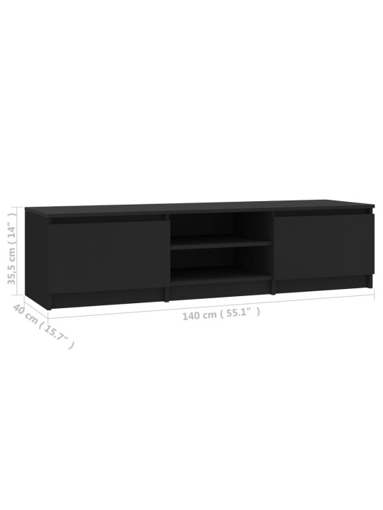 Tv skapītis, melns, 140x40x35,5 cm, inženierijas koks