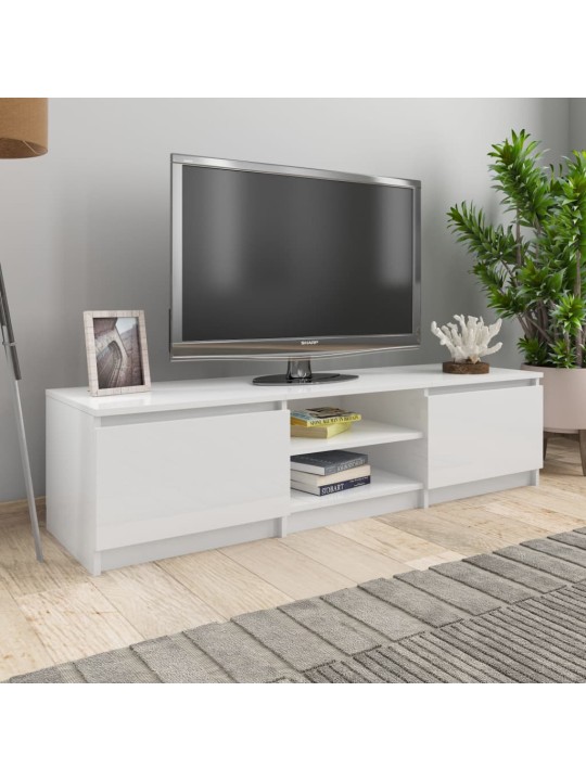 Tv skapītis, 140x40x35,5 cm, spīdīgi balts, inženierijas koks