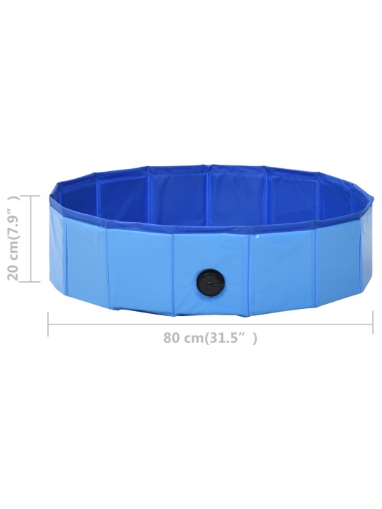Suņu baseins, salokāms, zils, 80x20 cm, pvc