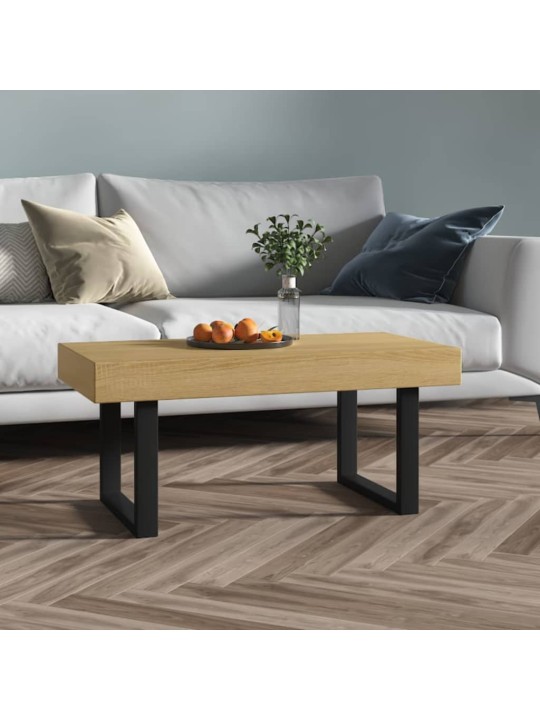 Kafijas galdiņš, 90x45x40 cm, mdf, dzelzs, gaiši brūns, melns